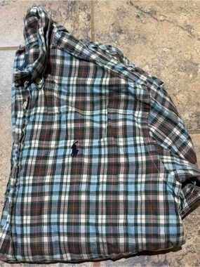 Ralph Lauren Boys size M (10-12) Blue & Green Plaid Button-Down Shirt